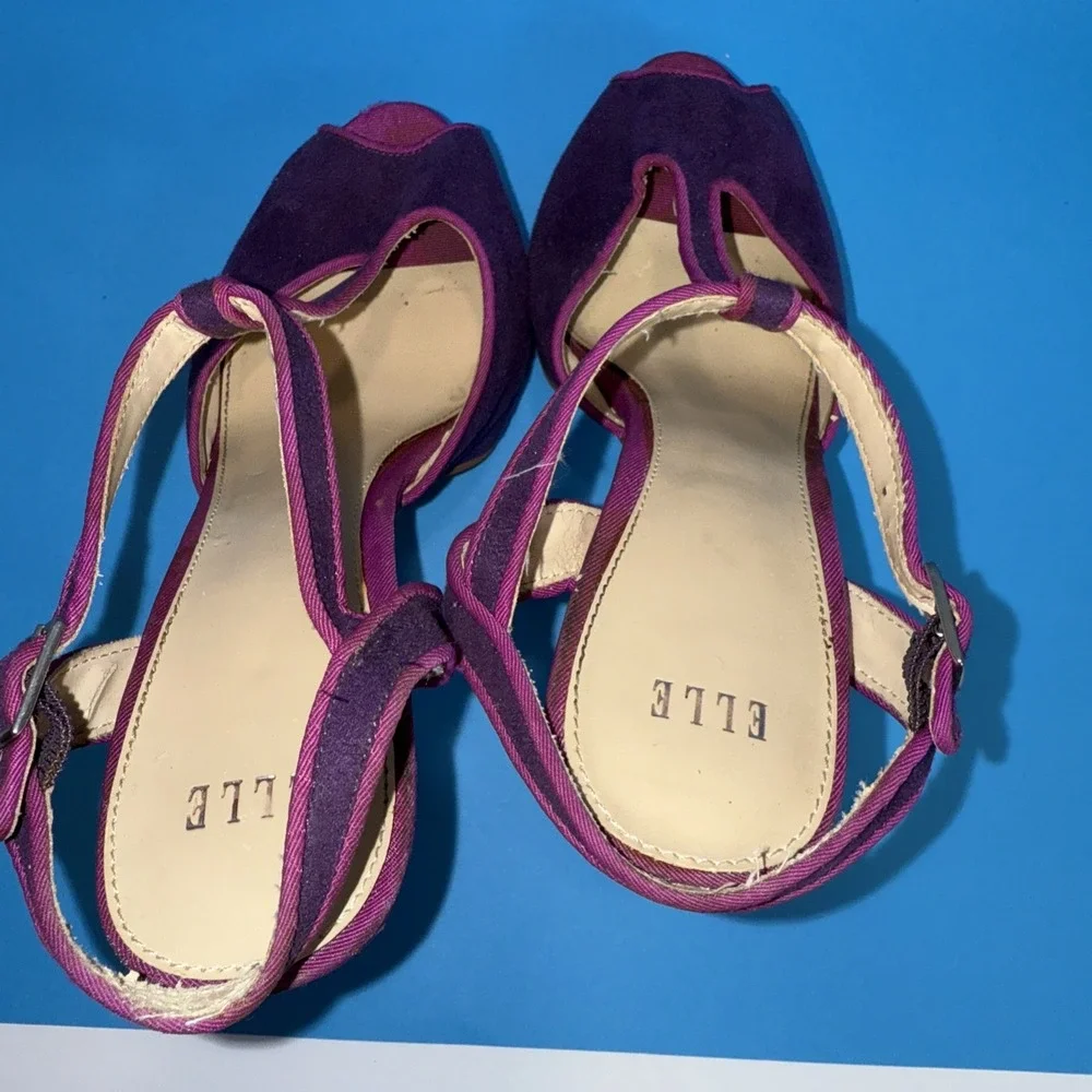 Elle Elharissa Purple Platform Stiletto‎ Heel T Strap SexySandal Shoe See Pics